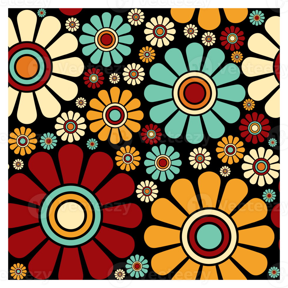Colorful Large Daisy Flowers Seamless Repeating Pattern png