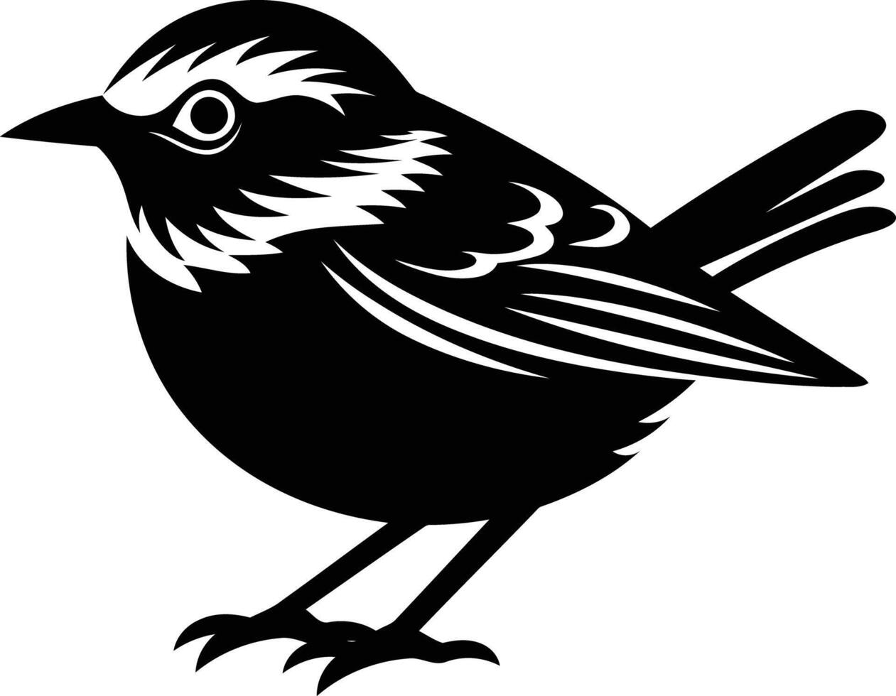 Black and white silhouette of a small bird, perfect for logo design, branding, or nature themed projects vector