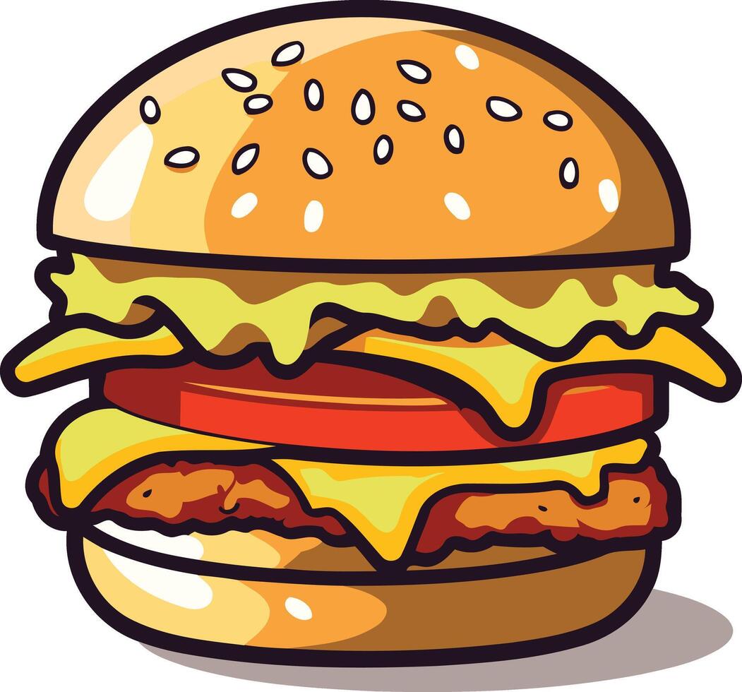 A cartoon illustration of a delicious looking hamburger vector