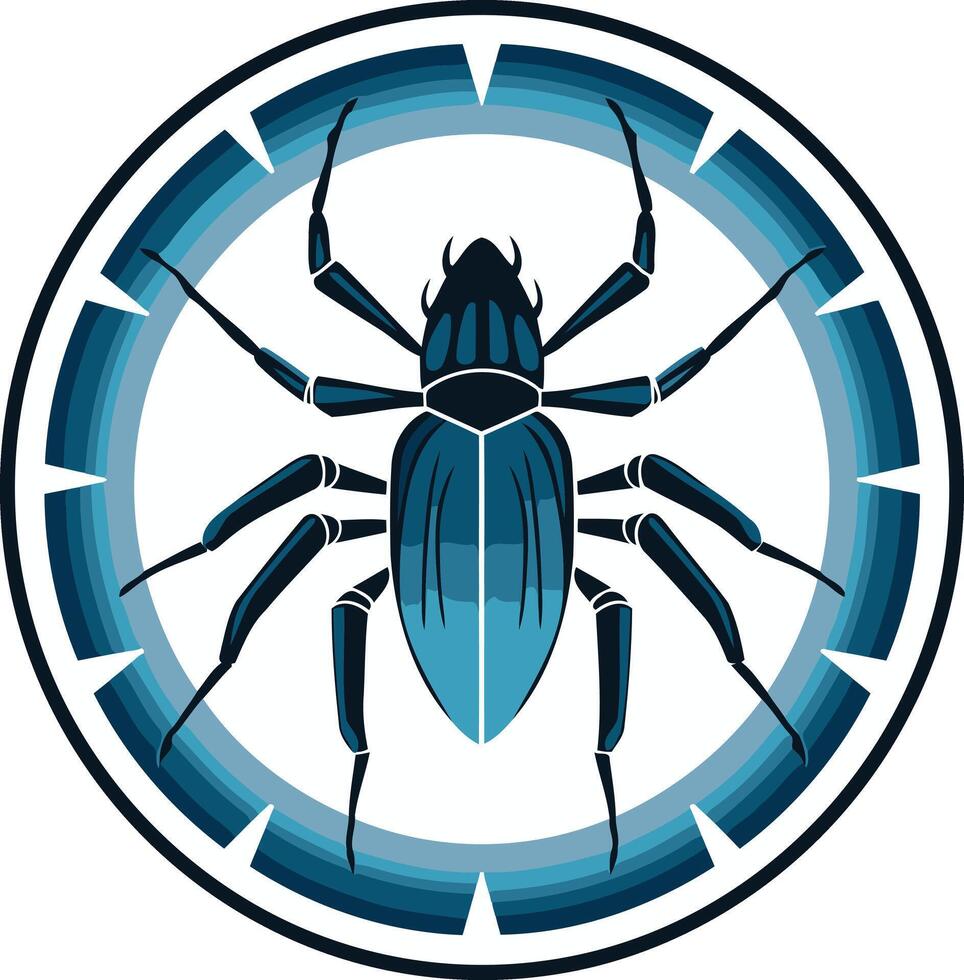 A stylized spider in a circular frame, perfect for tech, security, and web design vector