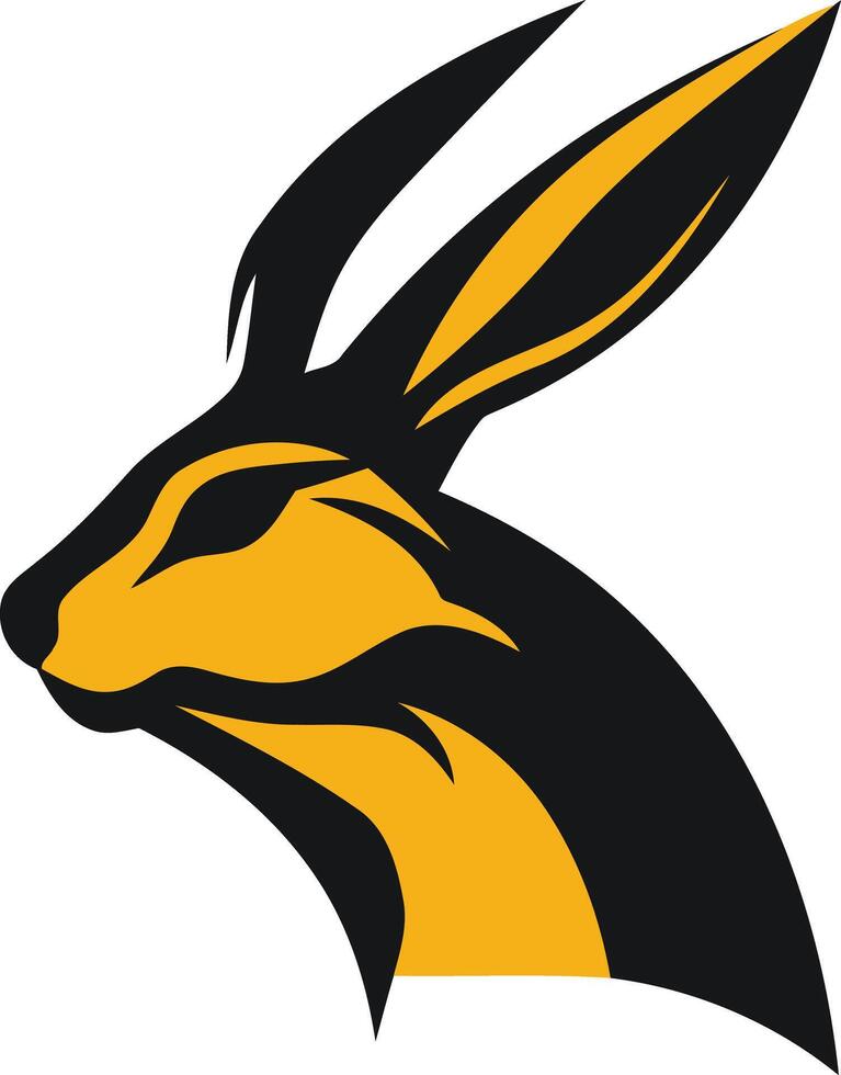 Stylish black and yellow rabbit logo vector