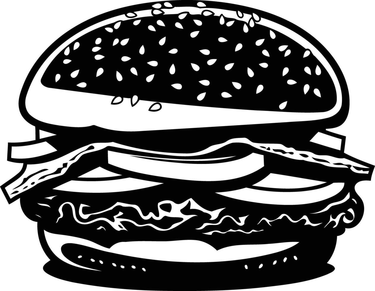 A classic, mouthwatering burger silhouette, perfect for adding a delicious touch to your menu, website, or advertising vector