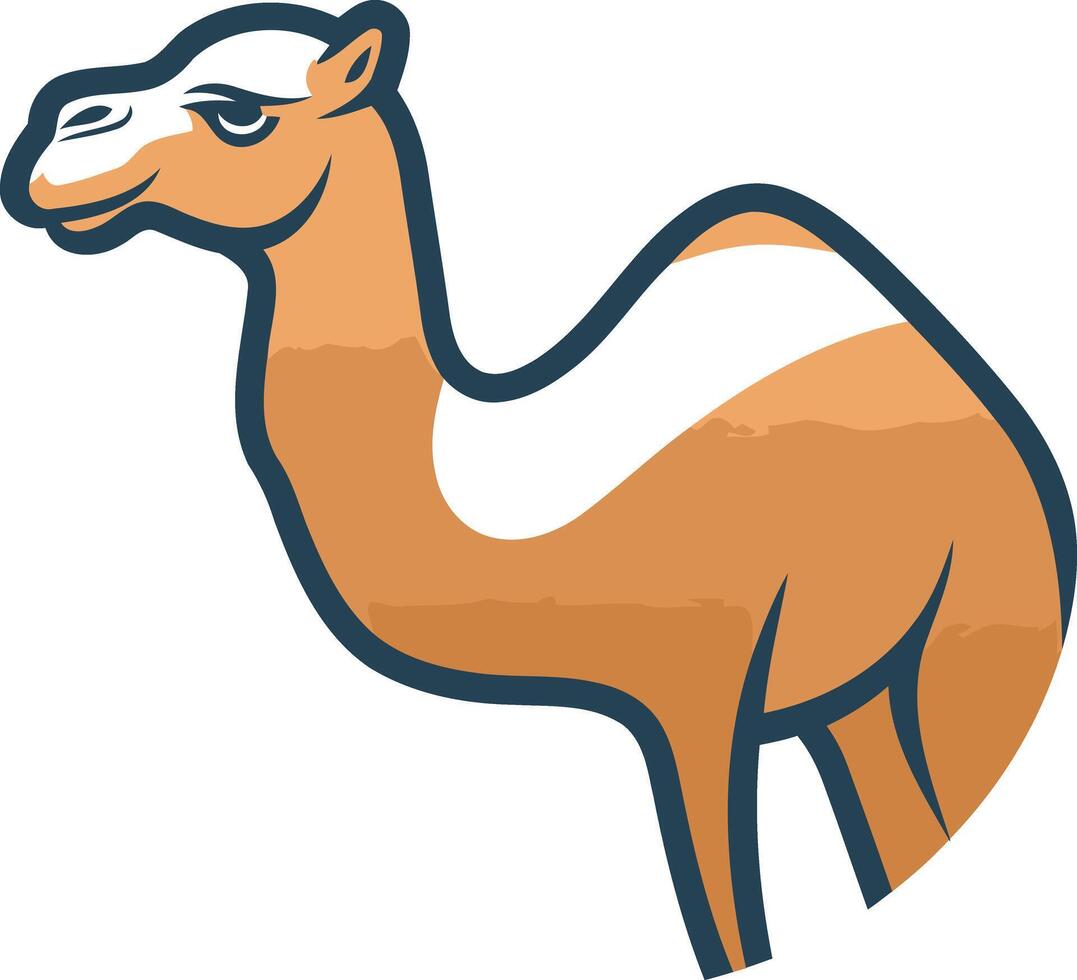 Cute cartoon camel illustration with a simple, minimalist style vector