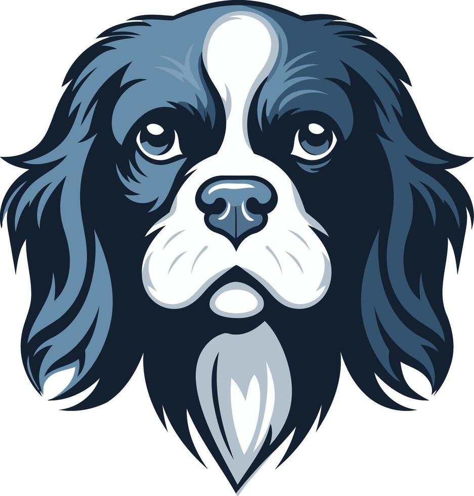 A bold and playful illustration of a cavalier king charles spaniel's head, perfect for branding, logos, and pet related designs vector
