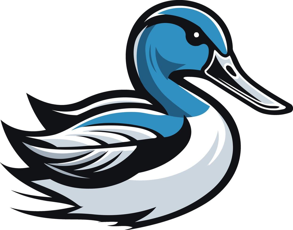 A bold and striking element illustration of a blue and white duck, perfect for logos, branding, and sports designs vector
