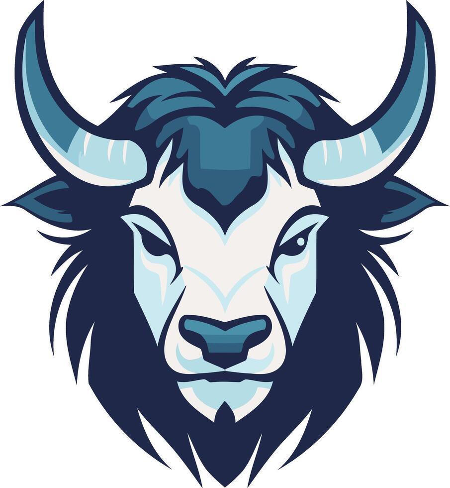 A fierce and bold blue and white bull head logo design, perfect for sports teams, brands, or any organization seeking a powerful symbol vector