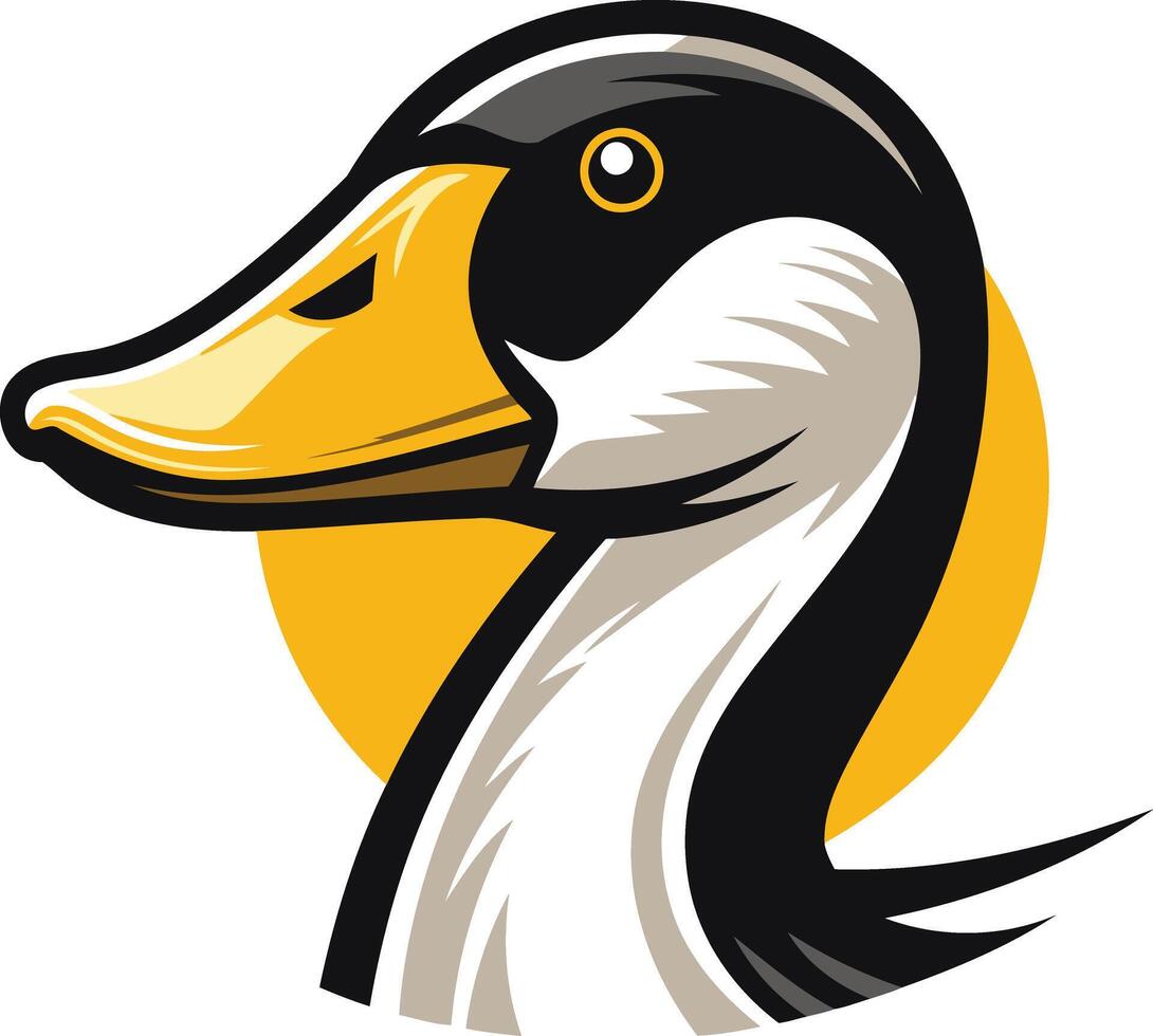 Bold cartoon goose head logo, perfect for sports teams, outdoor businesses, and branding vector
