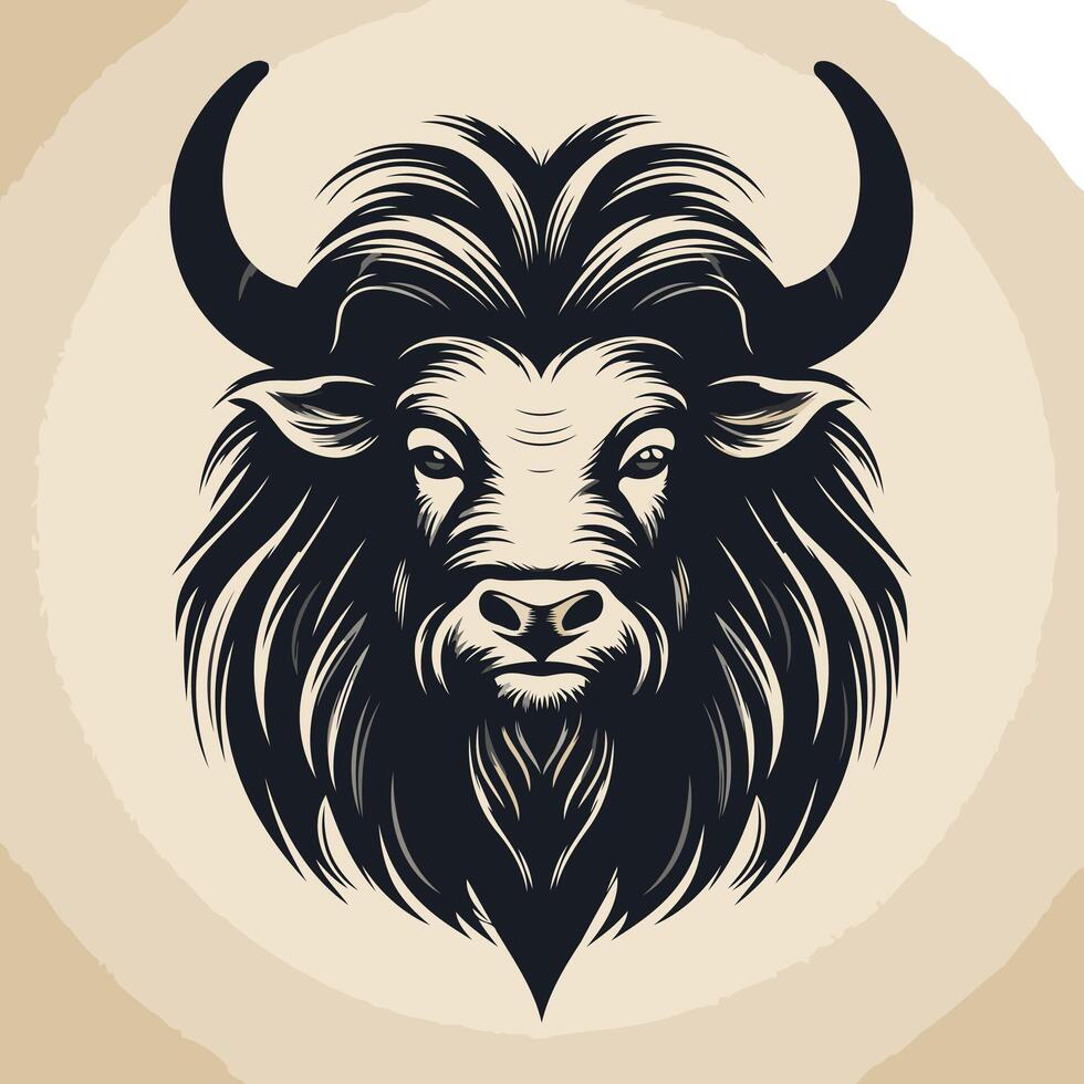 A strong and detailed black and white illustration of a bull's head, perfect for branding, logos, and designs that need a powerful and masculine feel vector