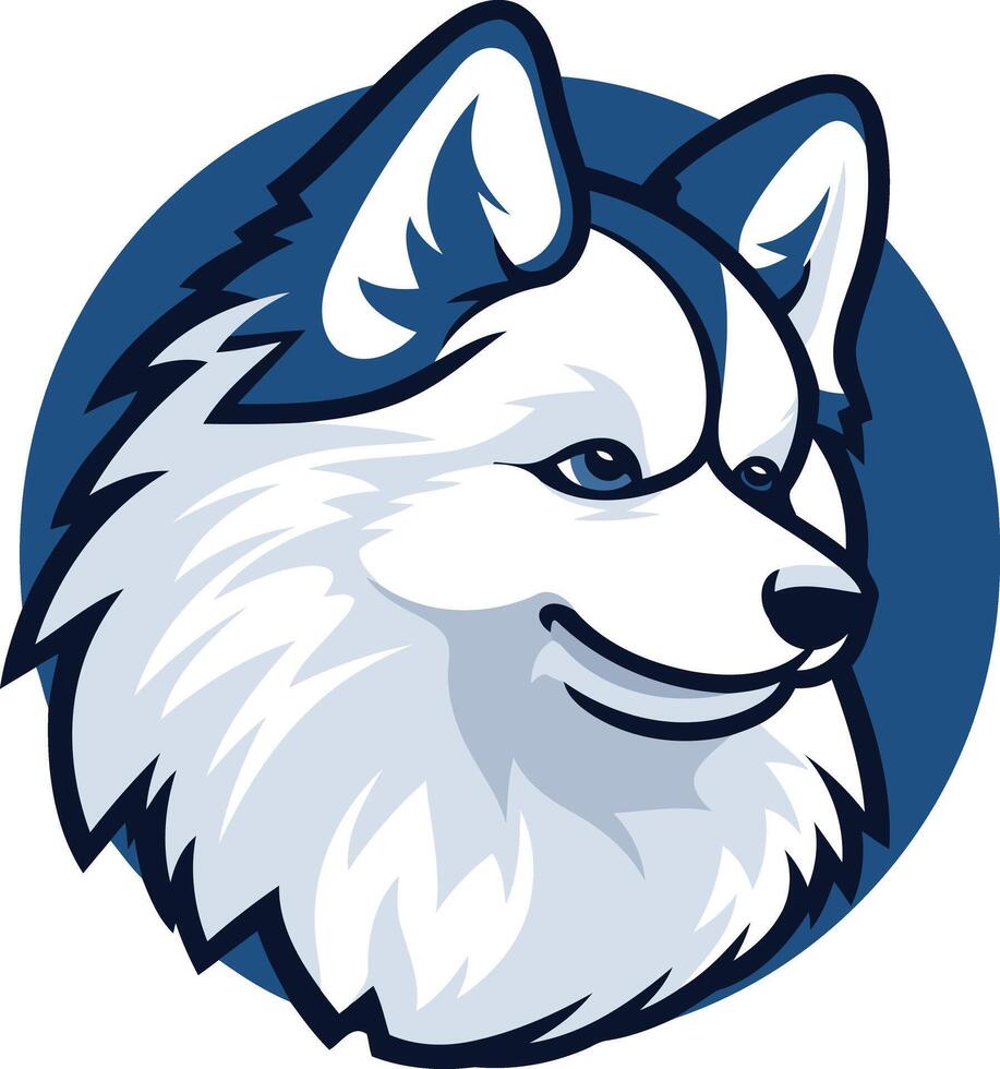 Cute cartoon husky logo with a friendly smile vector