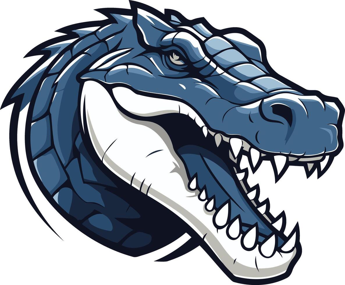 Aggressive blue alligator head logo design vector