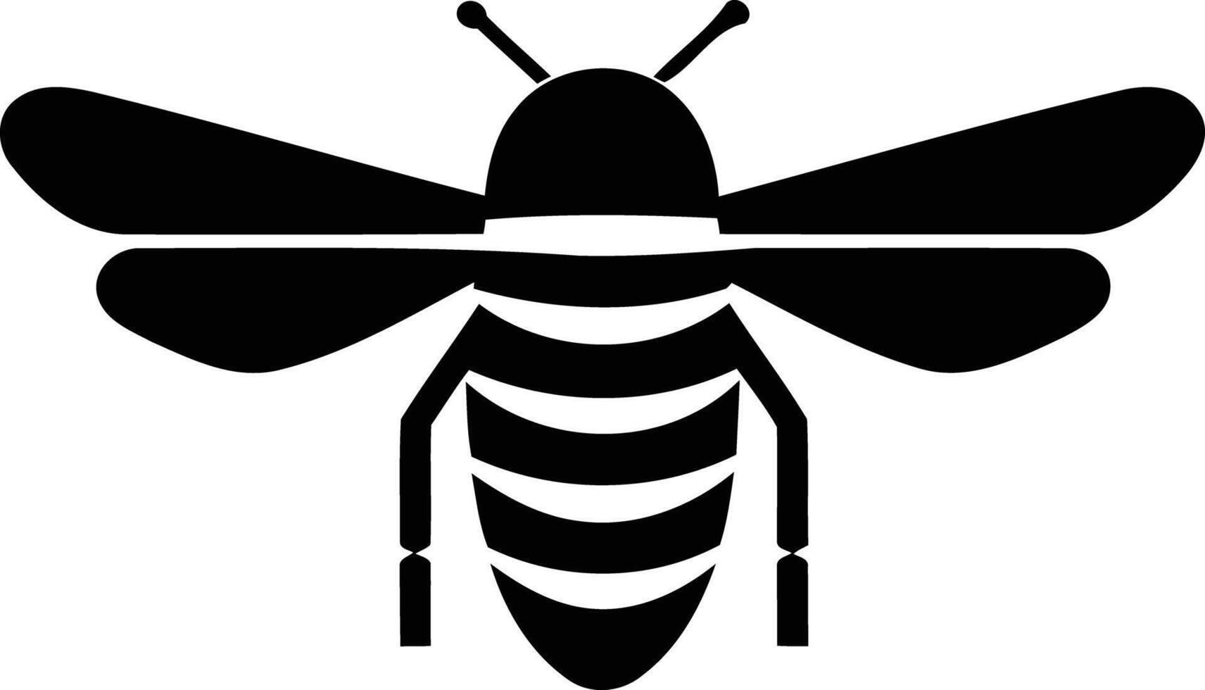 Simple black and white bee silhouette perfect for logos, branding, and illustrations vector