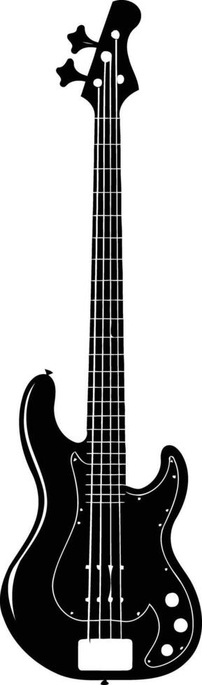 A simple yet striking silhouette of a bass guitar, perfect for music related designs, album covers, or posters vector