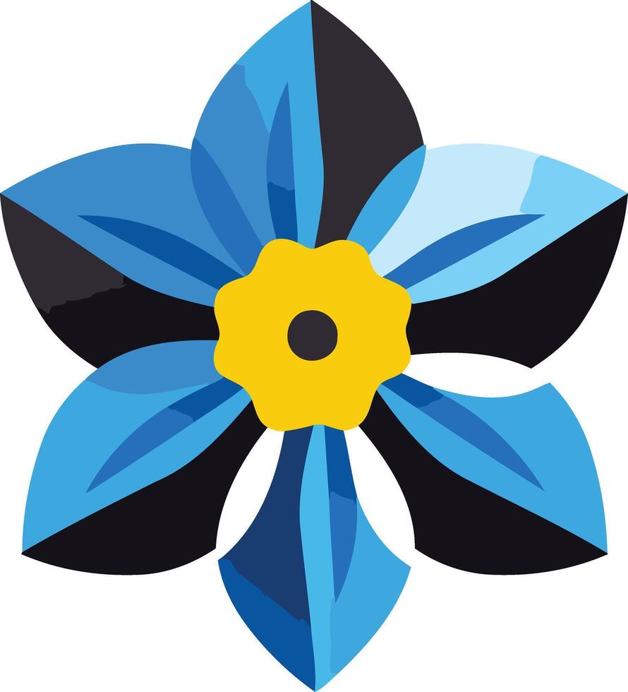 Abstract blue flower with black and yellow accents vector