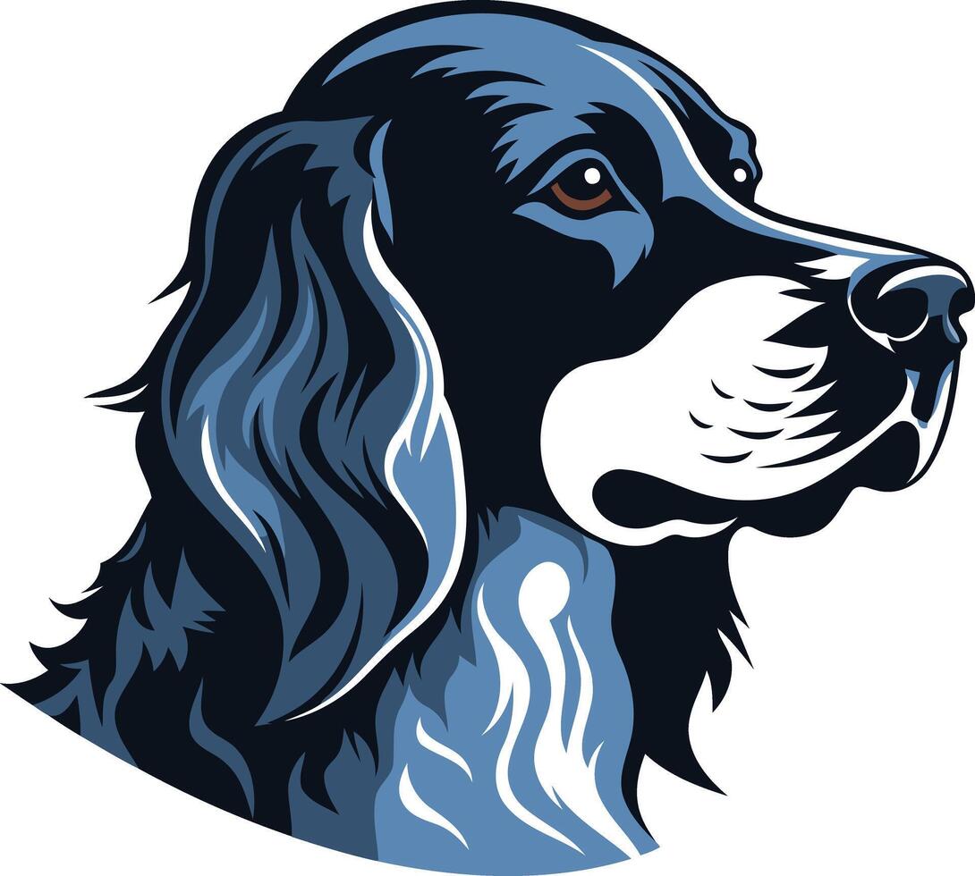 A bold and striking illustration of a black and white dog's head, perfect for branding, logos, or pet related projects vector