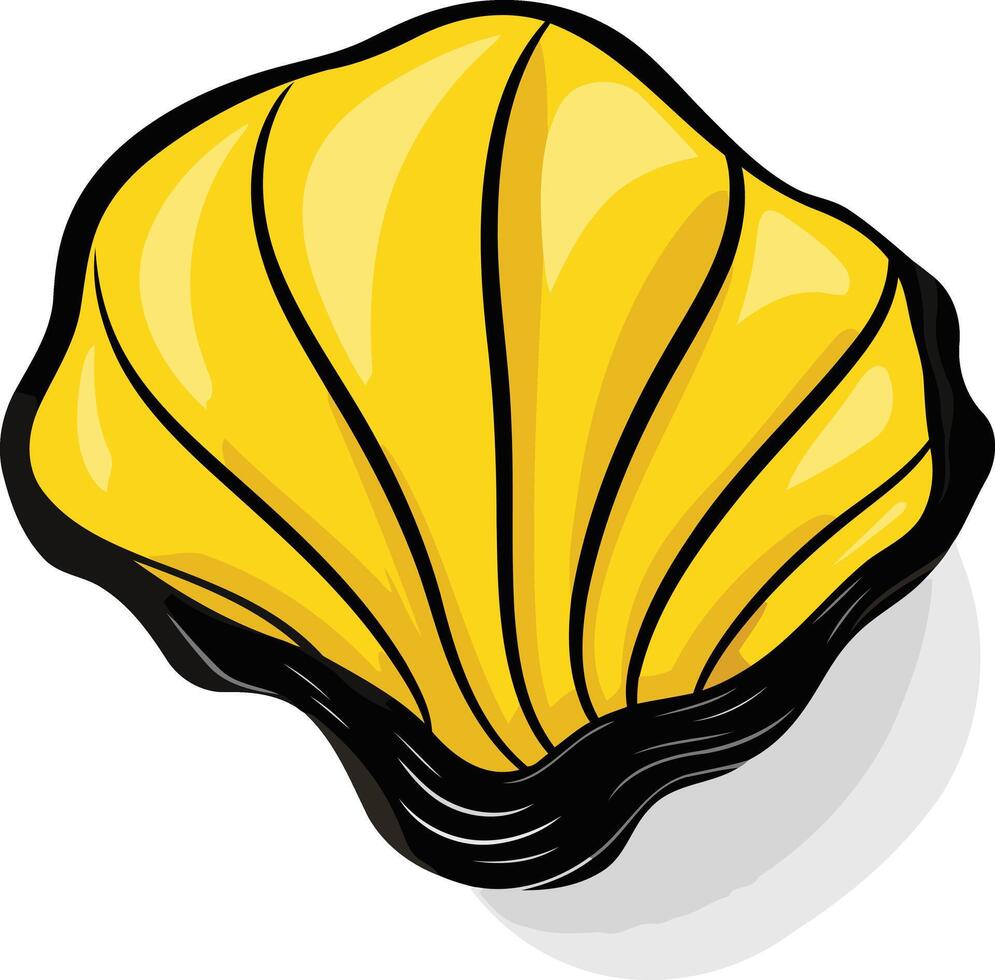 A vibrant yellow clam shell, perfect for adding a touch of seaside charm to your designs vector
