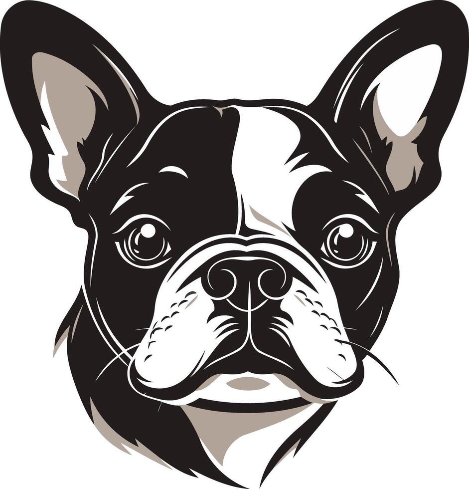 A striking element illustration of a french bulldog's face, showcasing its adorable features and mischievous expression vector
