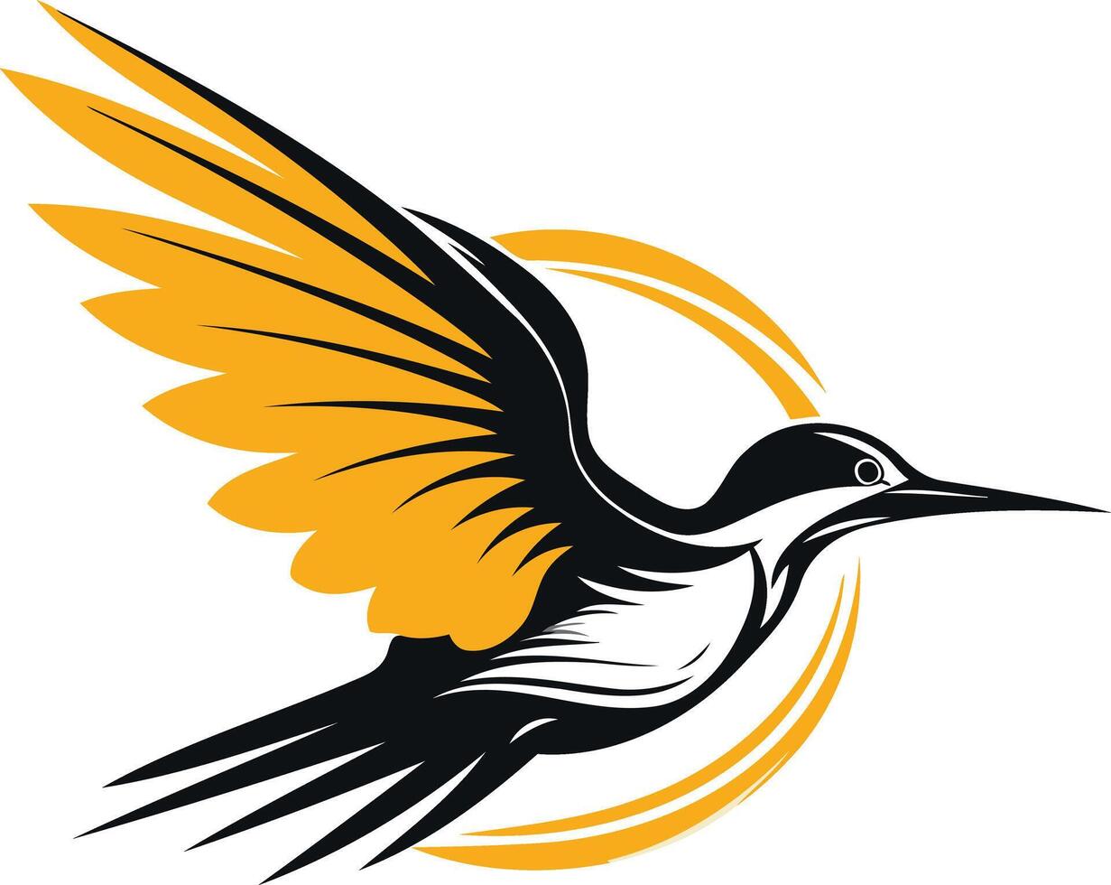 Stylish black and yellow bird logo design vector