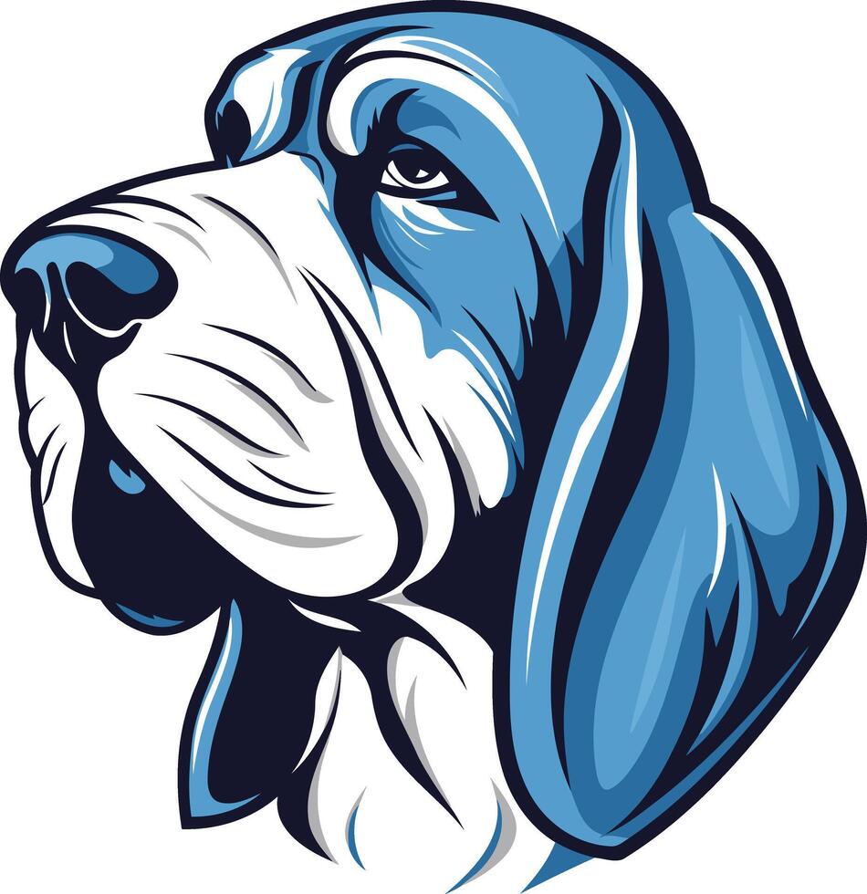 A bold, stylized illustration of a dog's head, perfect for creating eye catching branding, merchandise designs, and more vector