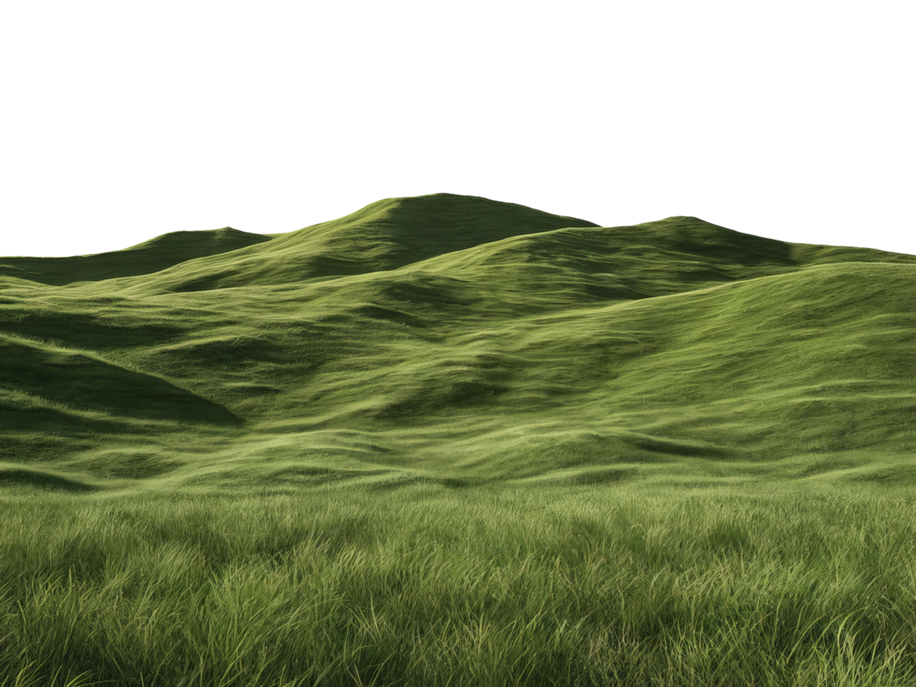 Green grassy hills isolated on transparent background png