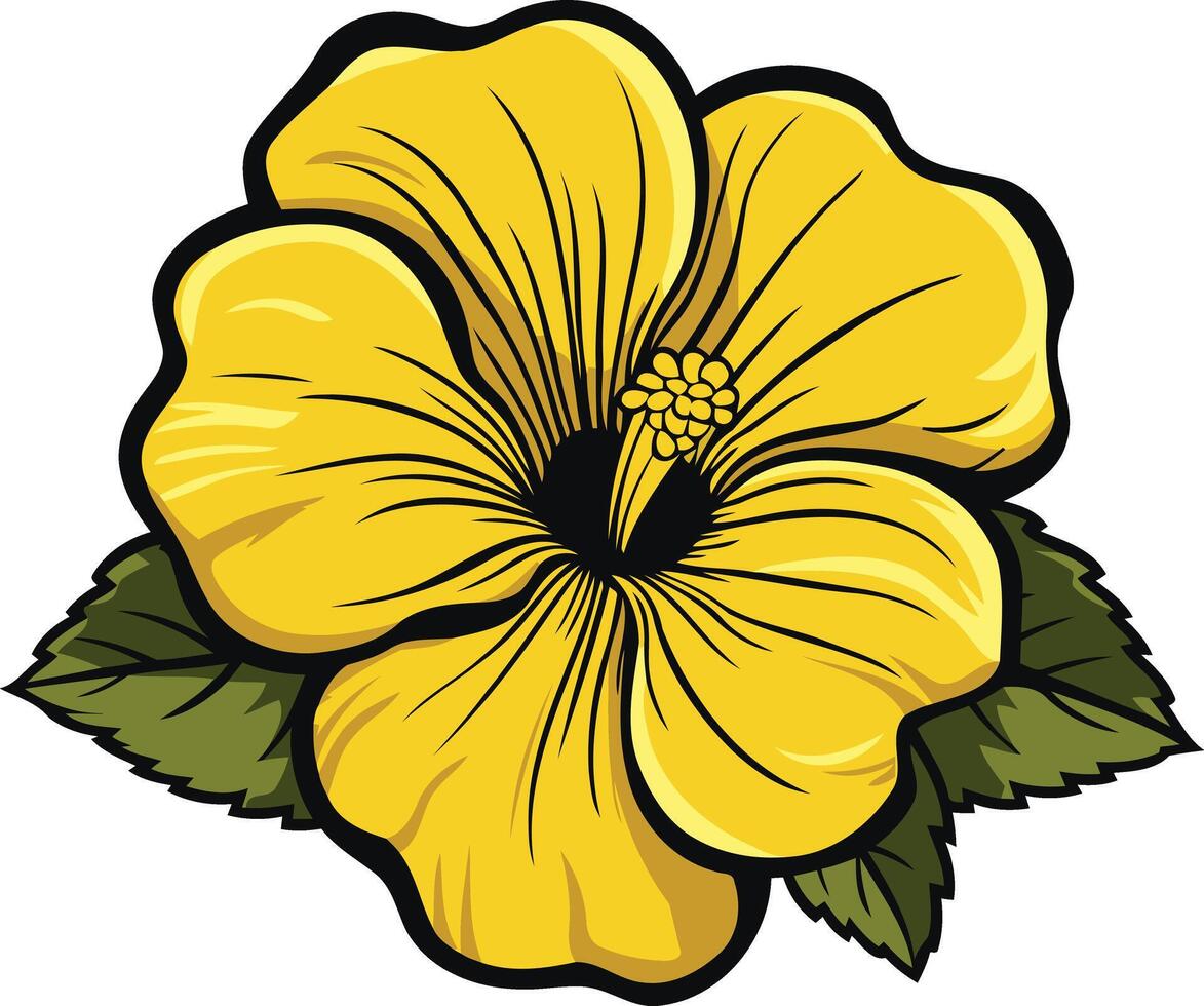 A cheerful yellow hibiscus flower with intricate details vector