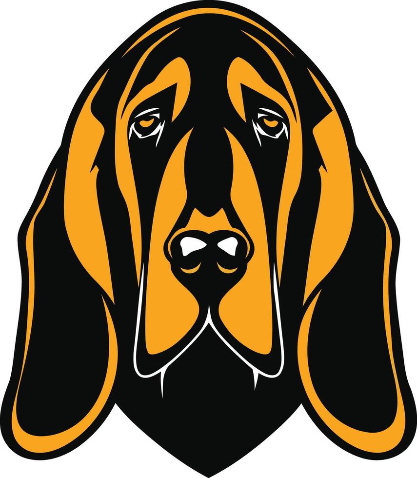 A bold and stylized illustration of a bloodhound's head vector