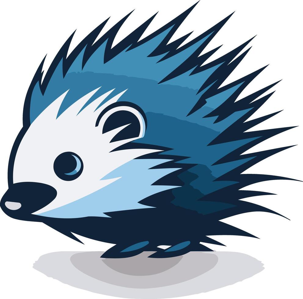 Cute cartoon hedgehog with blue and white fur, perfect for children's books, websites, and branding vector