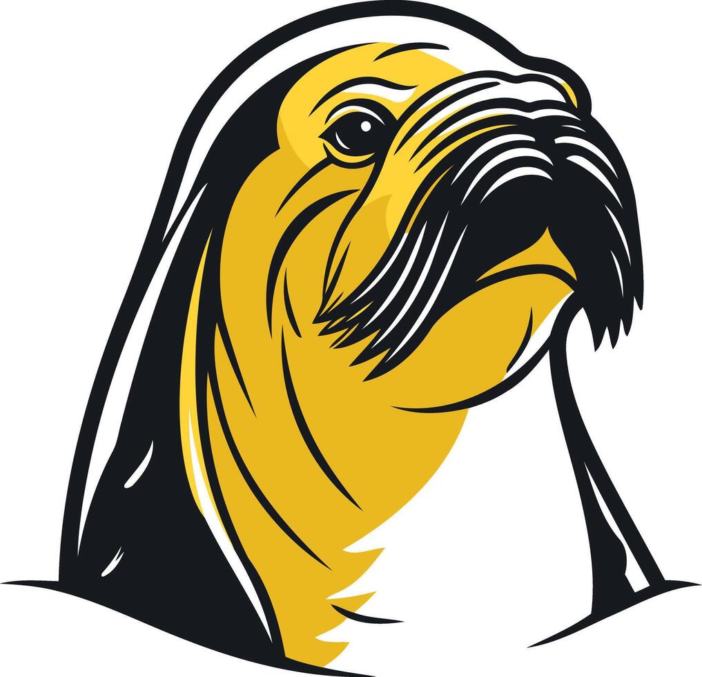 Bold and playful illustration of a walrus with a prominent mustache, perfect for branding or mascot design vector
