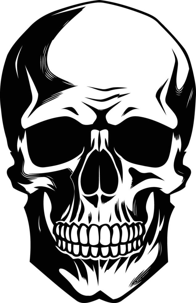 A bold, graphic silhouette of a human skull, perfect for designs needing a strong, iconic element vector