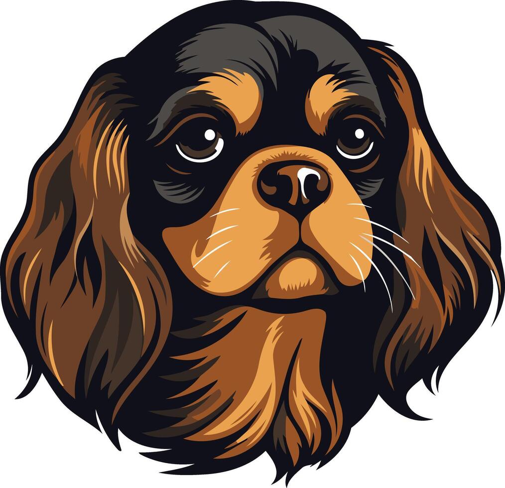 A charming illustration of a cavalier king charles spaniel, with a cute and expressive face vector