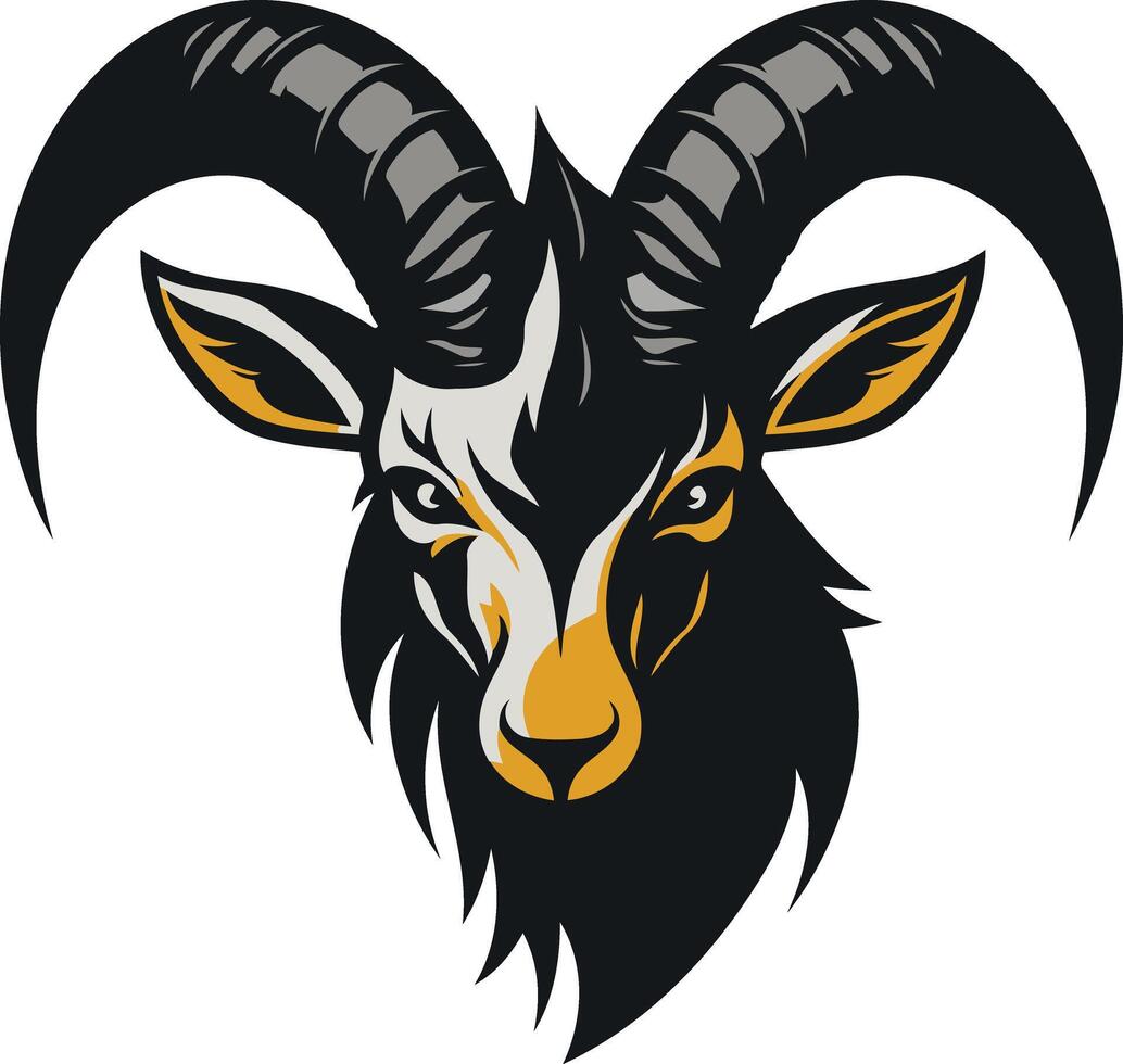 Intense Goat Head with Majestic Horns vector