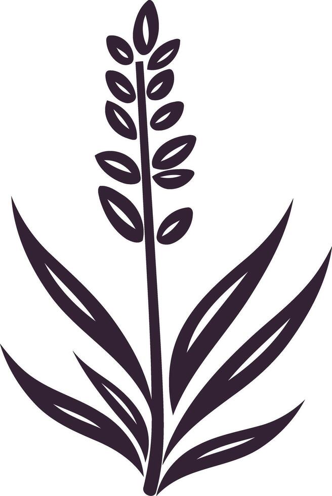 Simple and elegant black silhouette of a single flower with leaves vector