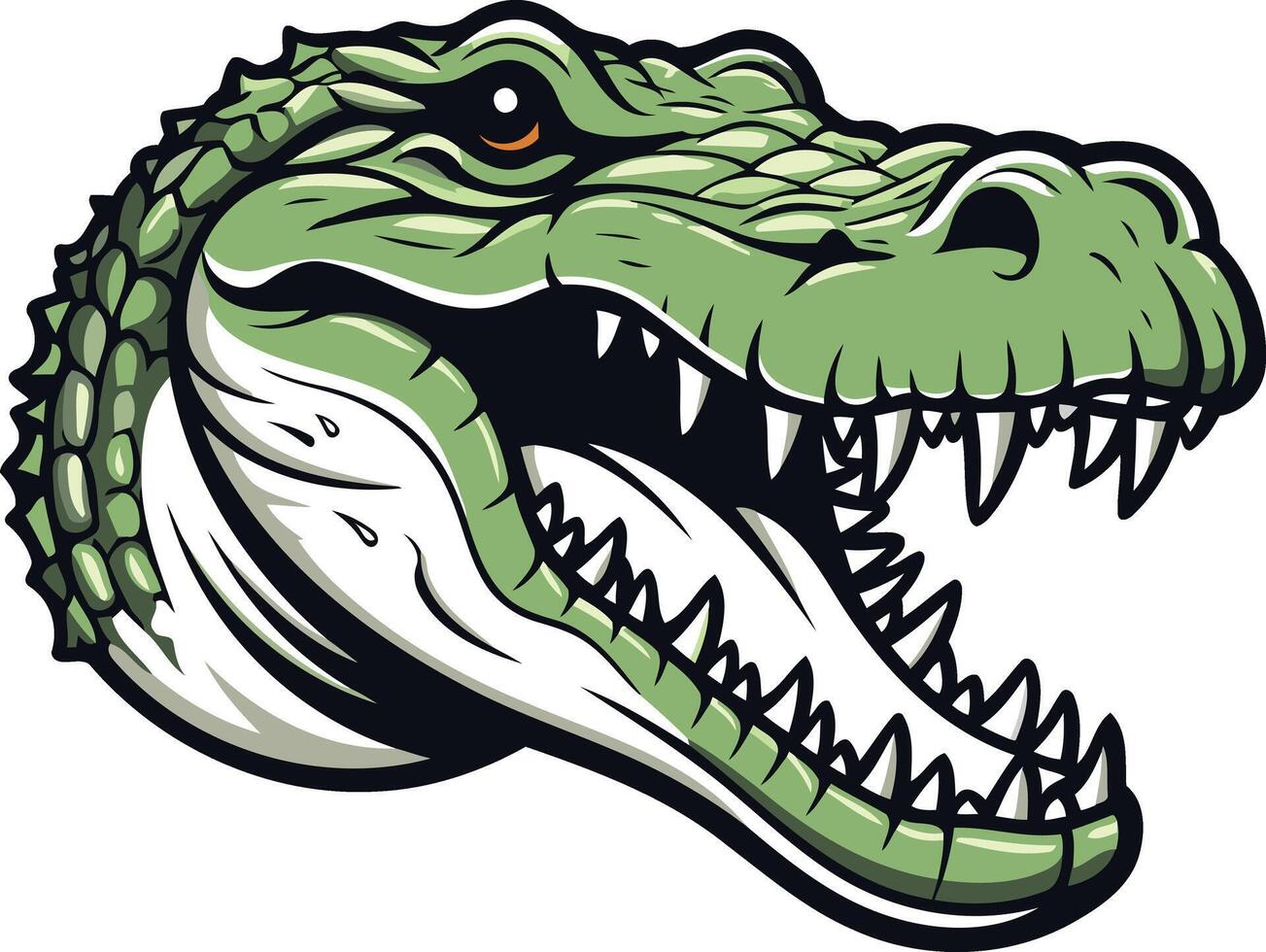 Aggressive Alligator Head with Open Mouth vector