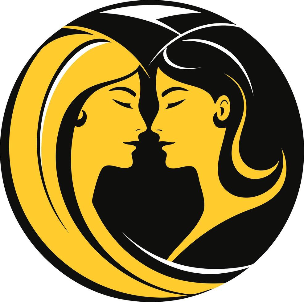 Two Women Facing Each Other in a Circle vector