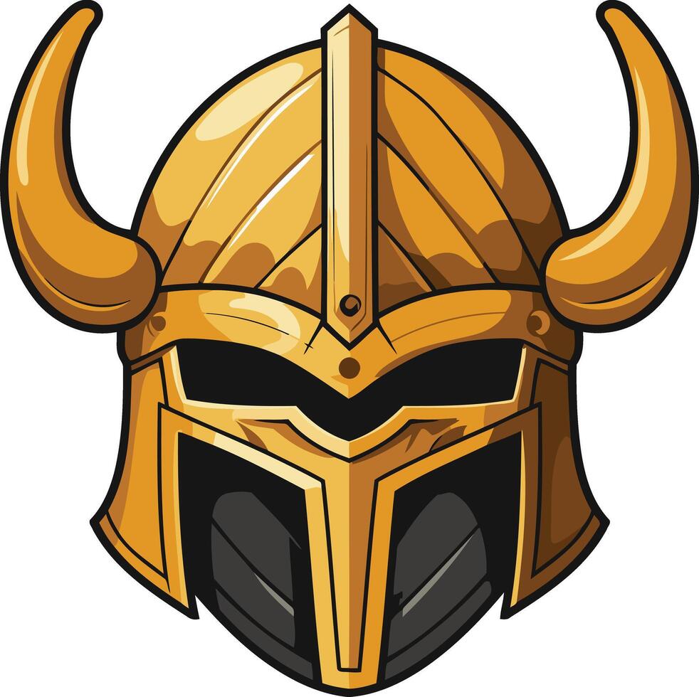 Golden Viking Helmet with Horns vector