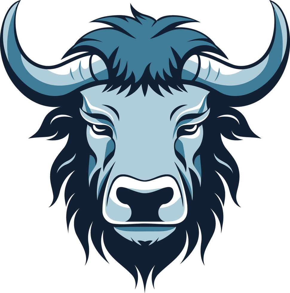 Blue Bull Head Mascot Illustration vector