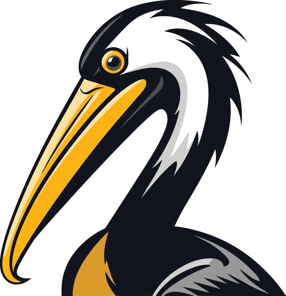 A bold, cartoon style pelican head, perfect for branding or logo design vector