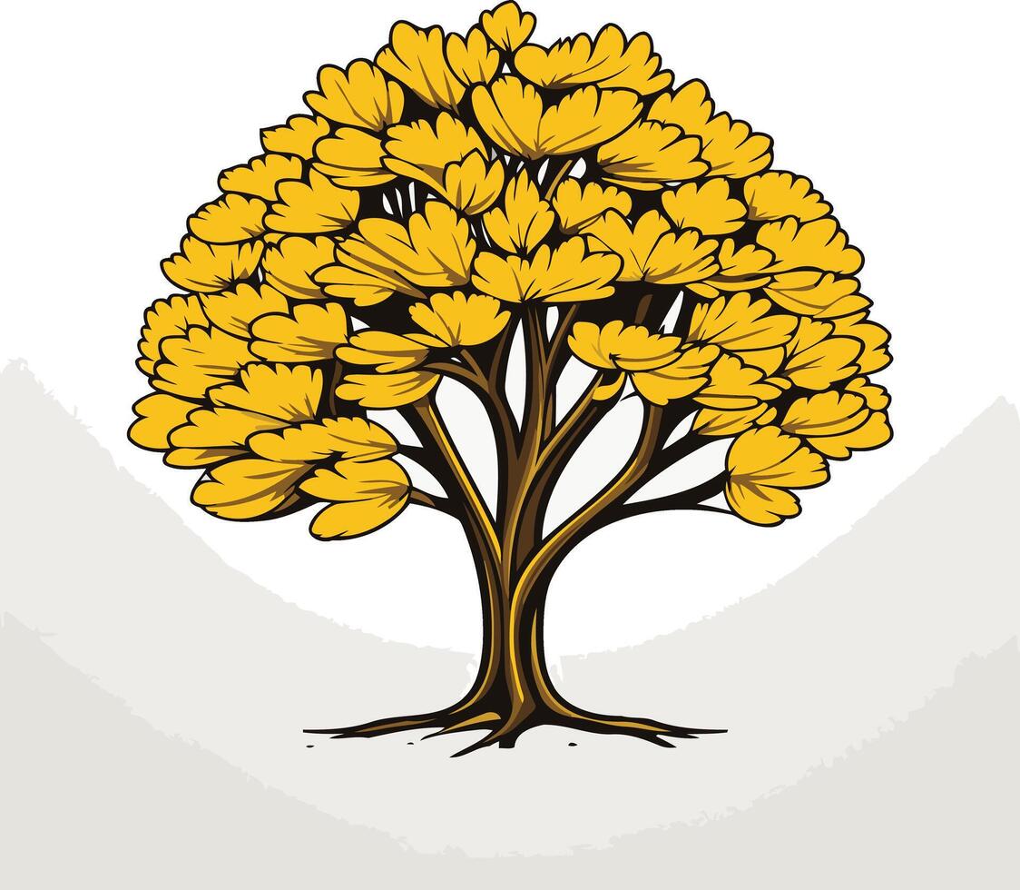 Illustrated Tree with Yellow Leaves vector
