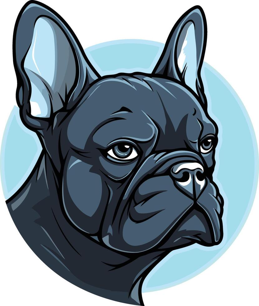 French Bulldog Portrait with Blue Background vector