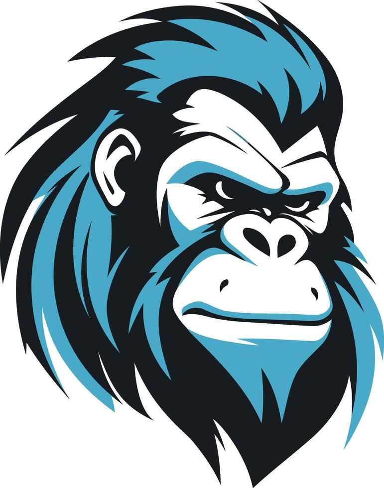 Gorilla Head with Blue Hair vector