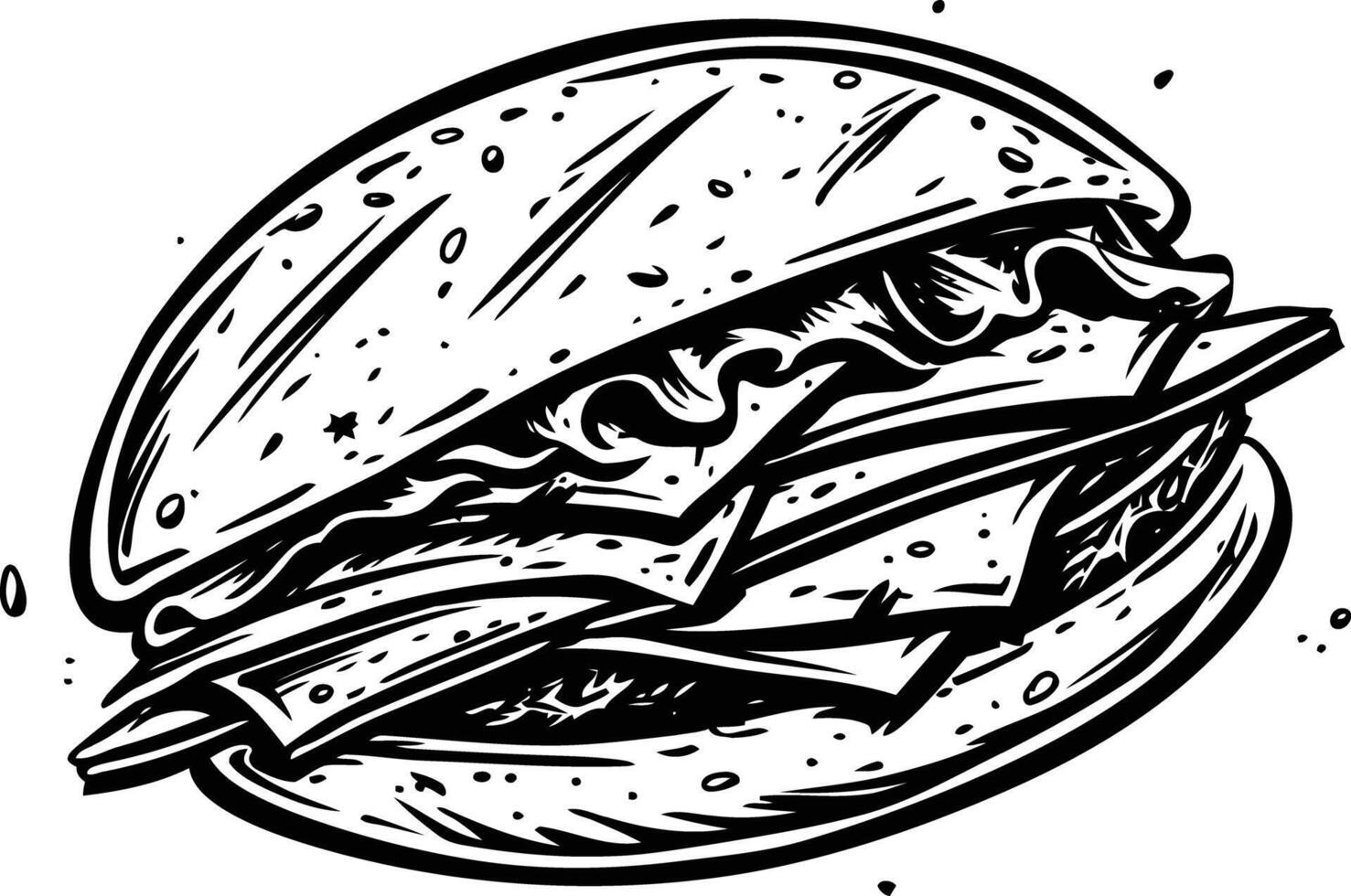 A delicious, hand drawn illustration of a classic burger vector