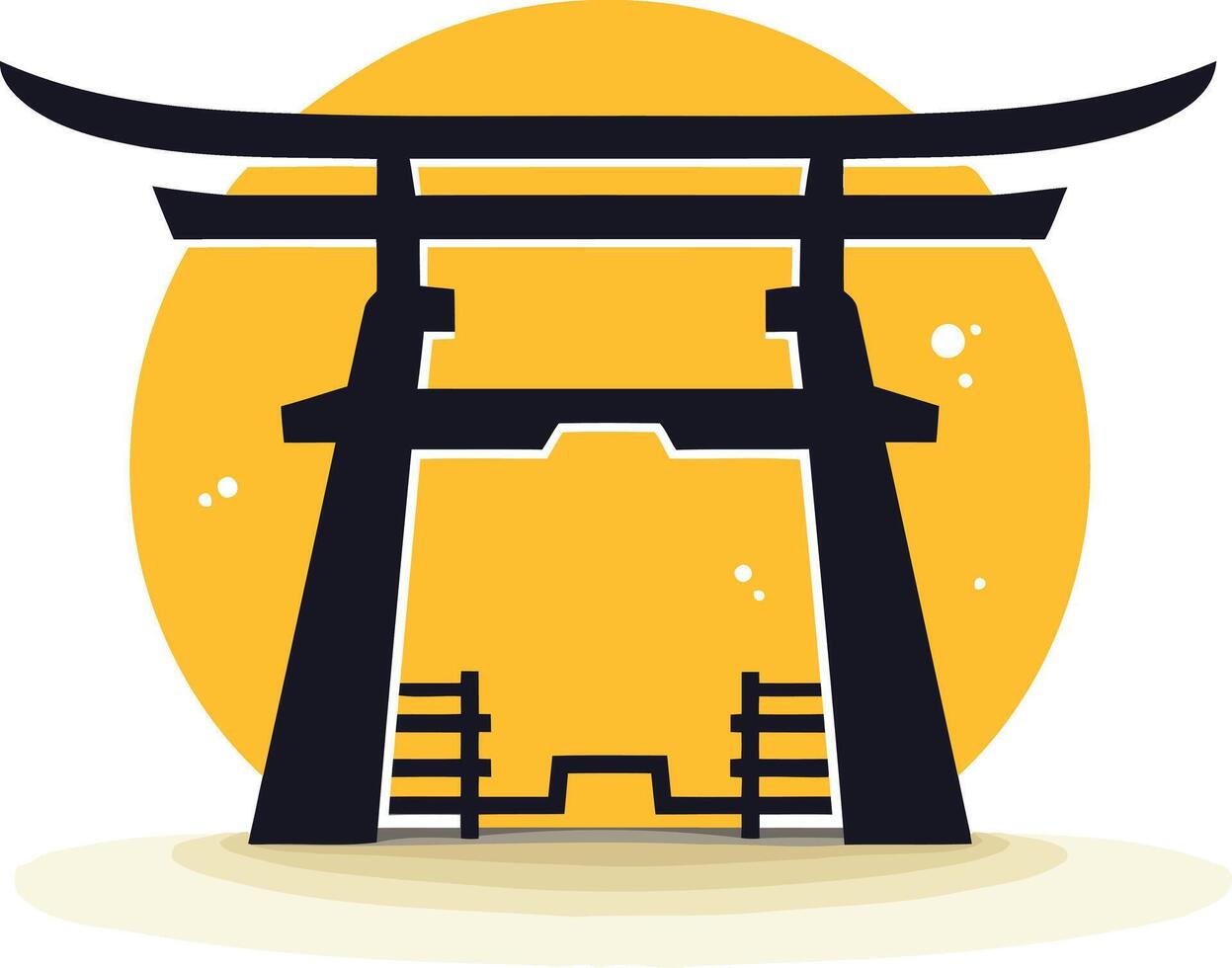 Japanese Traditional Torii Gate with Sun vector