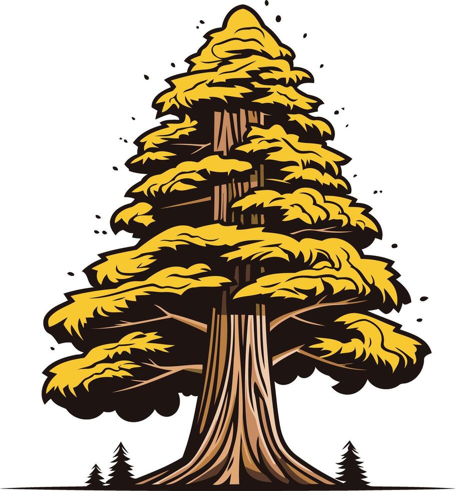 A Majestic Redwood Tree in Golden Hues vector
