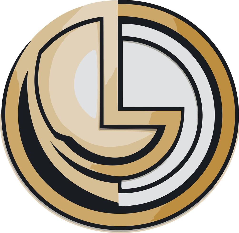Abstract geometric logo design in gold, black, and white vector
