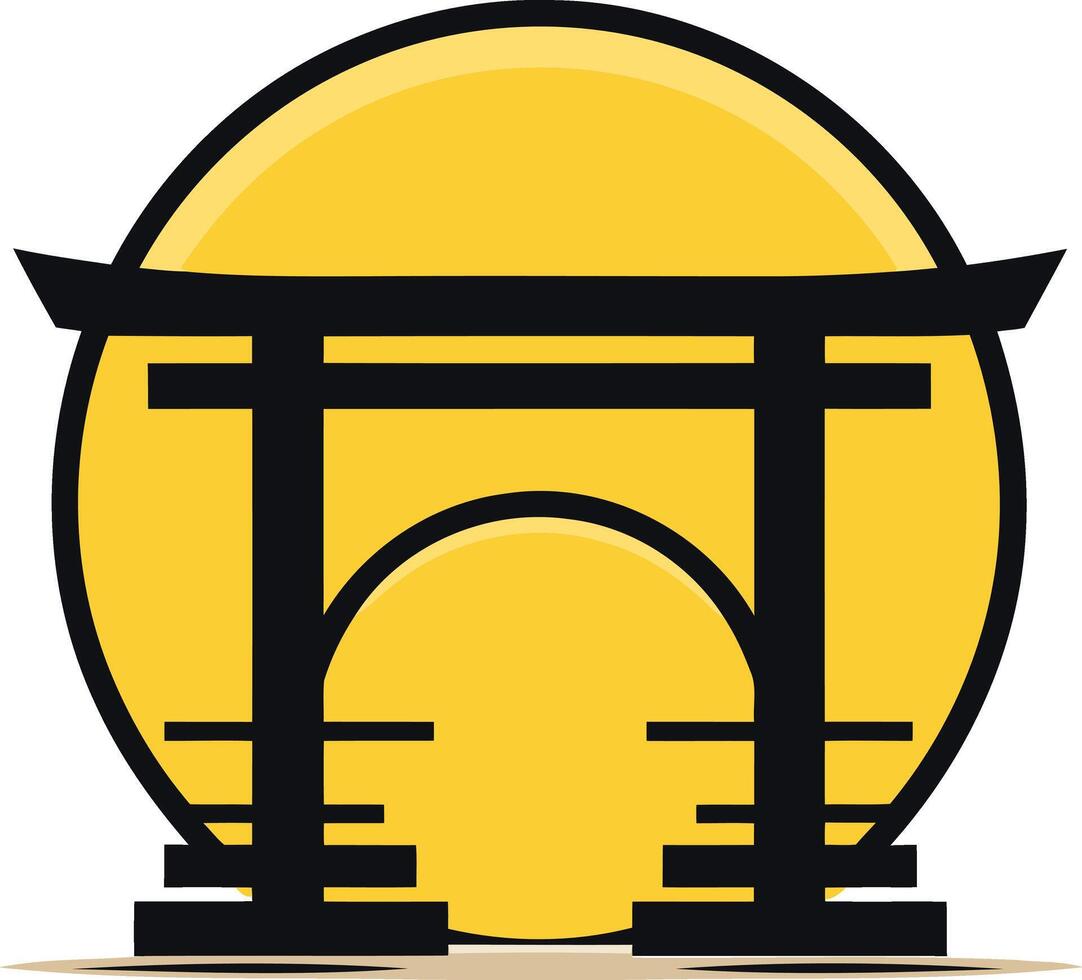 Torii Gate and Rising Sun Illustration vector