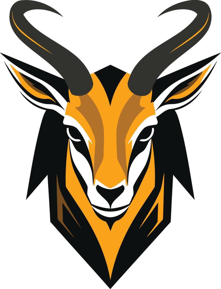 Black and Yellow Antelope Head Mascot vector