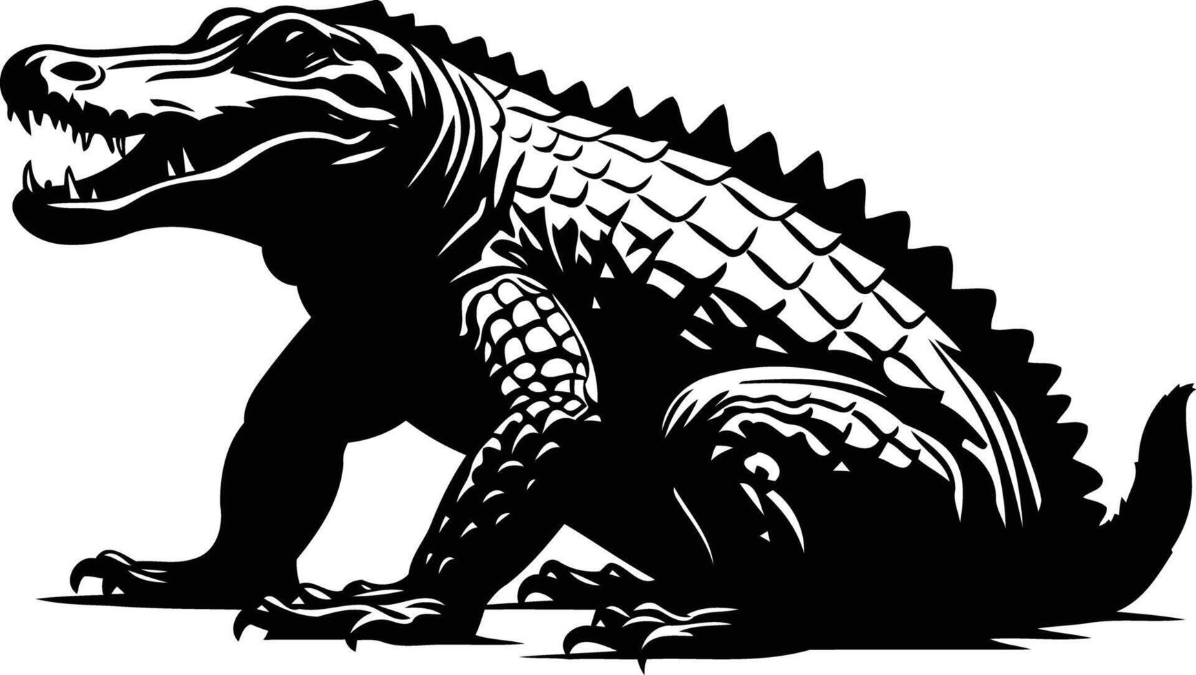 A powerful silhouette of an alligator, perfect for branding, logos, and designs vector