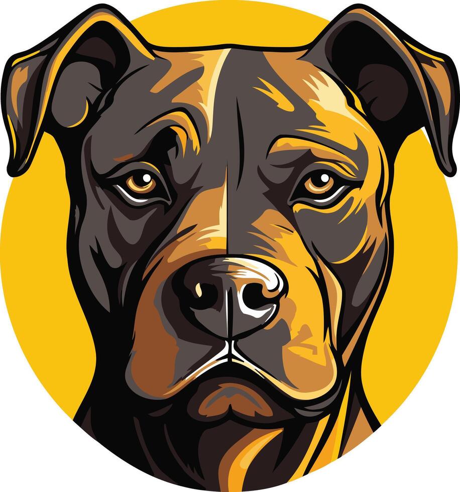 A close up, stylized illustration of a pitbull's face vector