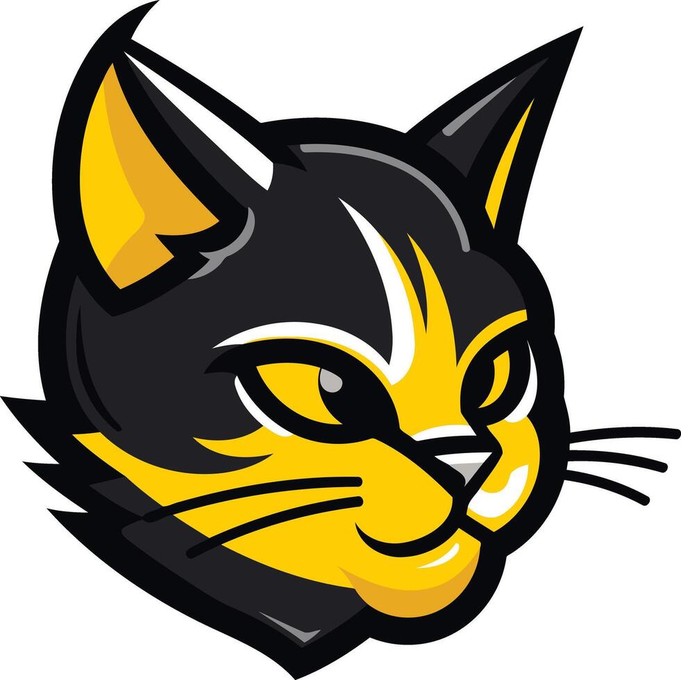 Black and Yellow Cat Mascot Illustration vector