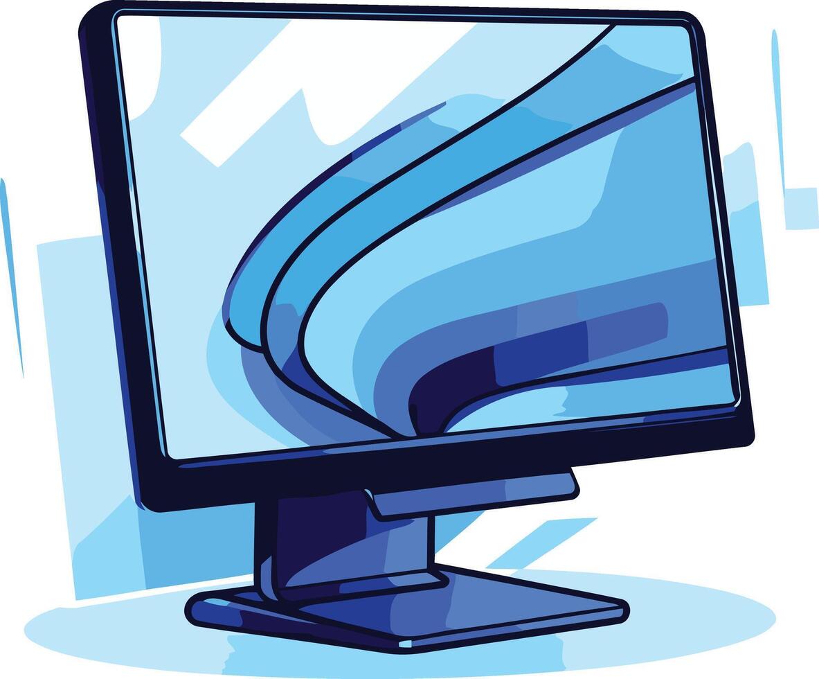 A vibrant blue and black illustration of a modern computer monitor, perfect for depicting technology, business, or digital concepts vector