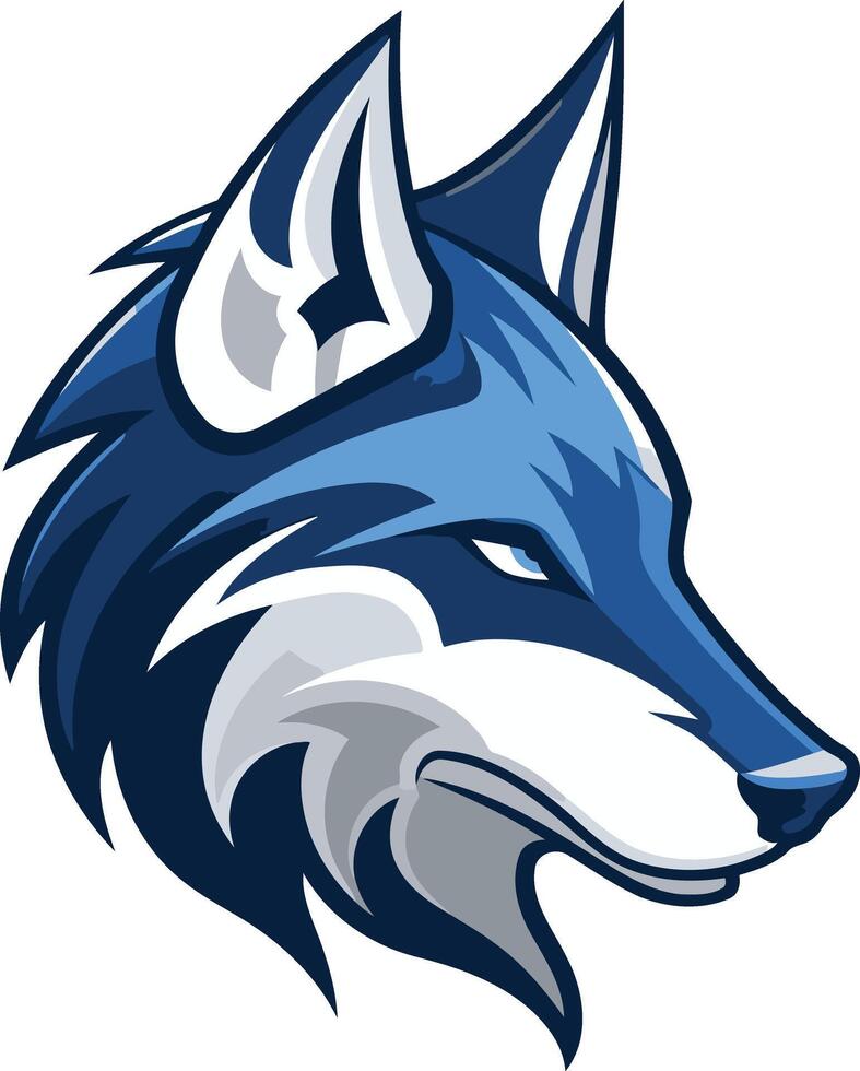 Blue and Gray Wolf Mascot Head vector